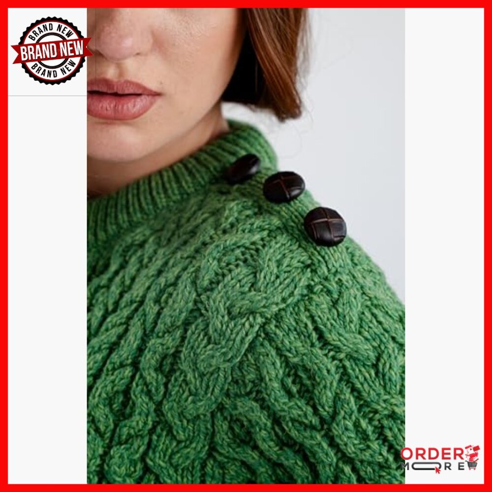 100% Merino Wool Side Button Pullover Sweater Cre… - image 2